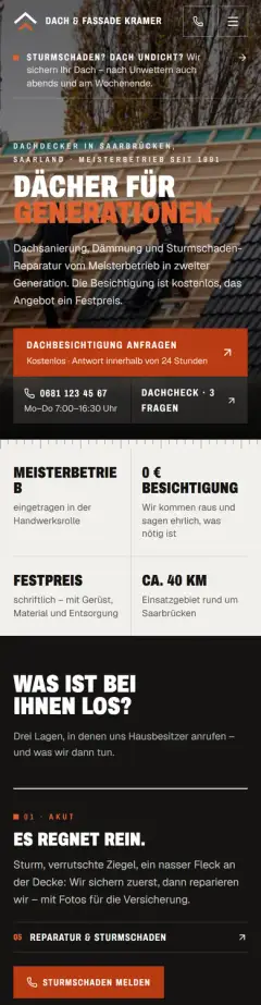 Handy-Ansicht von Dach & Fassade Krämer